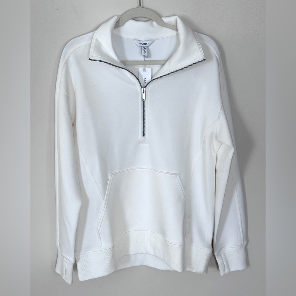 Spanx Air Essentials Half Zip Tunic size M powder off white NWT